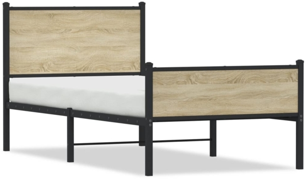 vidaXL Metallbett ohne Matratze Sonoma-Eiche 90x200 cm 4007897