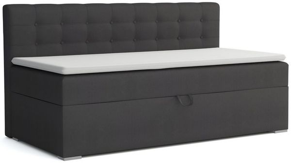 Deine Möbel 24 Kindersofa PATI Boxspringbett Daybett Tagesbett Schlafsofa Couch Jugendsofa, mit Schlaffunktion Bettkasten Einzelbett Jugendsofa Matratze H3 H4 2 Teile, 90x200 100x200 Beige Rosa Grau Anthrazit Schwarz