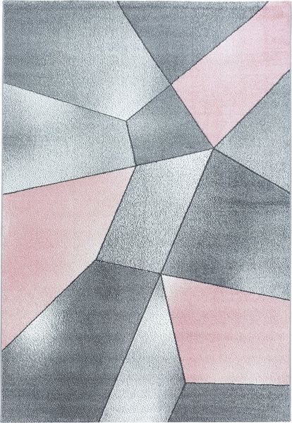 Teppium Teppich Geometrisch Design, Rechteckig, Höhe: 10 mm, Modern Kurzflor Teppiche Geometrisch Design Rosa Teppich Wohnzimmer