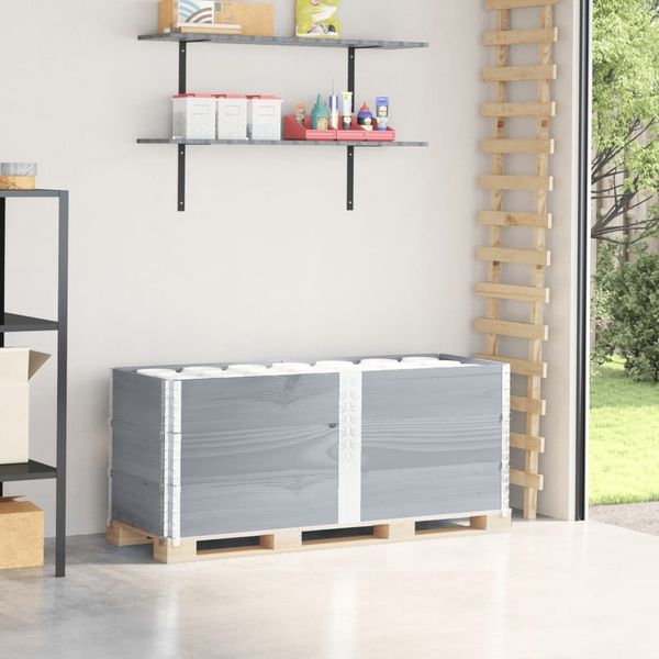 vidaXL Paletten-Aufsatzrahmen 3 Stk. Grau 150x50 cm Massivholz Kiefer 3295380