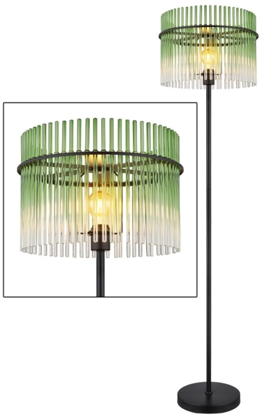 Stehleuchte, Metall, Glas, Grün, H 152 cm