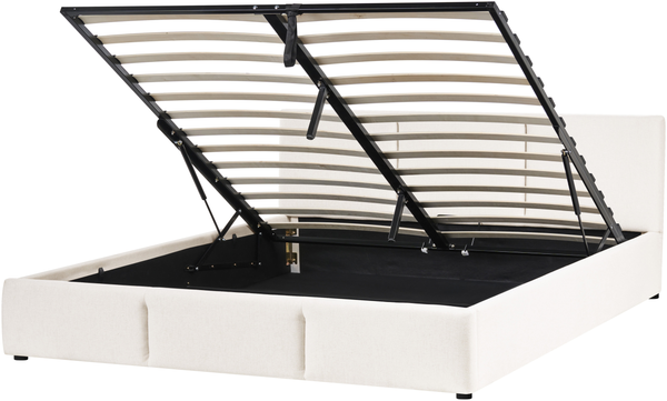 Bett mit Stauraum Stoff BOUSSE 160x200 cm Cremeweiß