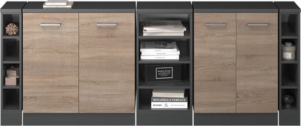 Küchenschrank für Dachschrägen R-Line Sonoma 210 cm 5er Set Schrankkorpuss 60 cm Tiefe Vicco Bild 5