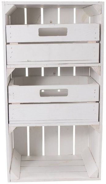 Kistenkolli Altes Land Allzweckkiste Regalkiste "Willi" in weiß mit zwei Schubladen 68x40x31 (Spar-Set)