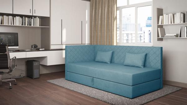 Sofa Polsterliege Kindersofa LIANA Seite Universal in Stoff Opera Velvet Blau