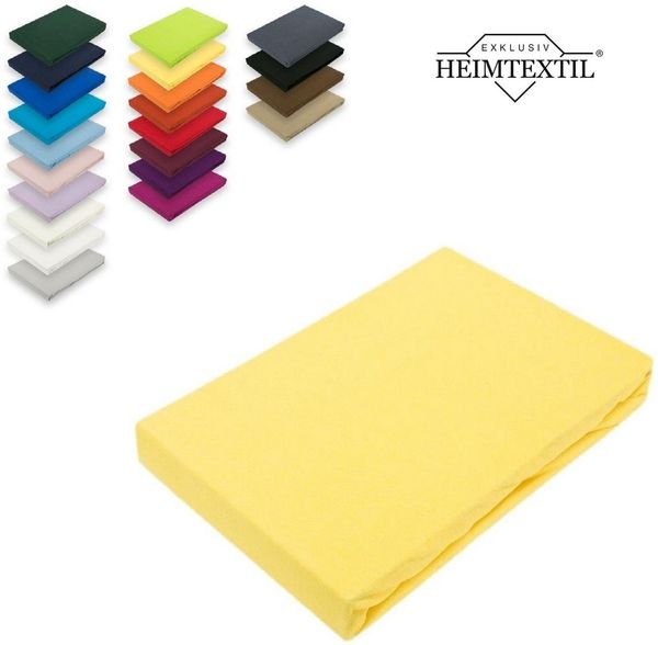 EXKLUSIV HEIMTEXTIL Jersey Spannbettlaken Premium 120 x 200 cm Gelb 100% Baumwolle Öko - Tex Zertifiziert Bed-Sheet Bettlaken Spannbetttuch Topper Leinentuch