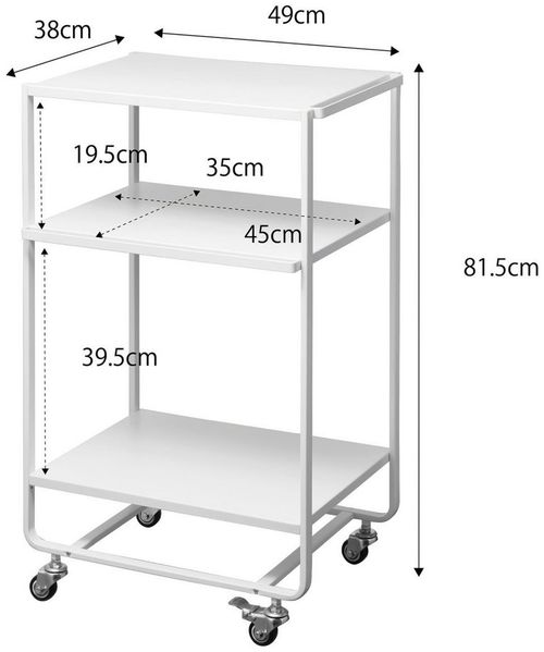 Yamazaki Küchenwagen Tower Küchenrollwagen Regal Küche Metall mit Rollen Ablage 3 Ebenen, Rollen, Metall, 3 Ebenen, Beistellwagen, Rollwagen, Beistelltisch