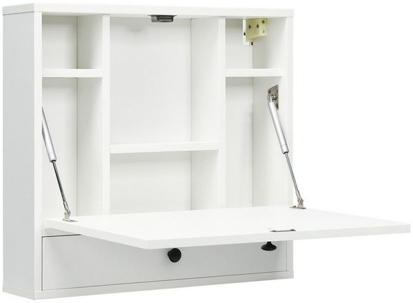 COSTWAY Klapptisch, Wandklapptisch mit Ablagefächern & Schublade