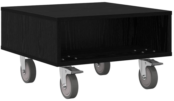 vidaXL Beistelltisch mit Rädern Schwarz Eichen-Optik 50,5 x 50 x 30 cm 891025