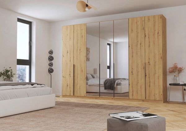 OTTO home Drehtürenschrank Kleiderschrank Schrank Garderobe AGORDO mit Dekor- oder Hochglanzfront (in zwei Griff-Farben, Breiten 91-405 cm) durchdachte Innenausstattung, in 7 Breiten und 2 Höhen MADE IN GERMANY