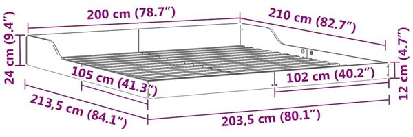 vidaXL Bettrahmen Weiß 200 x 210 cm Massives Kiefernholz 873362 Bild 10