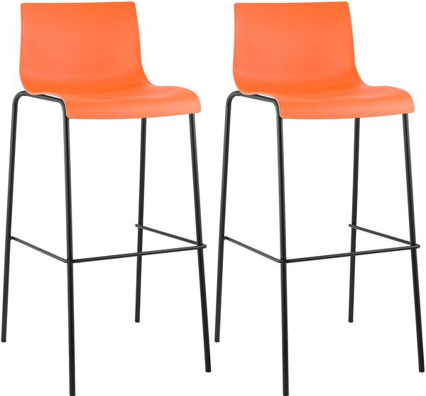 CLP 2er Set Barhocker Hover Kunststoff 4-Fuß Gestell 4-Fuß Gestell,orange schwarz