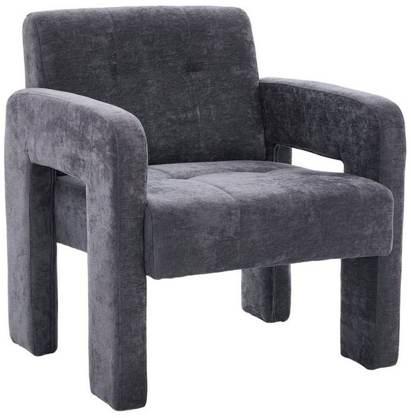 KLAM HOME Sessel Moderner minimalistischer Sessel mit Polster (Bequemer Chenille Sessel mit Armlehnen), Skandinavischer Wohnzimmer Sessel für Entspannung und Komfort