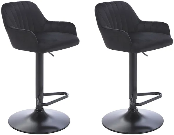 Vente-unique - ELEANA Barhocker SamtStoff Schwarz - B 49 cm x H 106 cm85 cm x L 47 cm