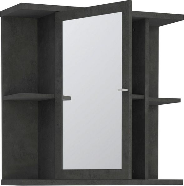 FORTE Champ Hängeschrank mit Spiegiel, Holzwerkstoff, Grau, 69,8 x 68,8 x 23,2 cm