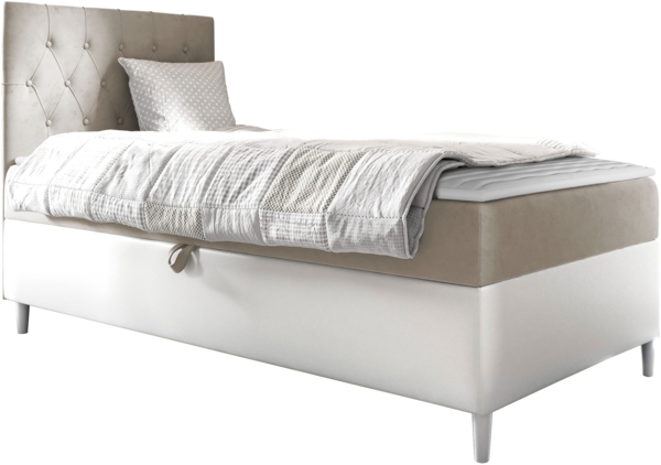 Boxspringbett 'Lenda Junior 1', beige, 80 x 200 cm, Rechts