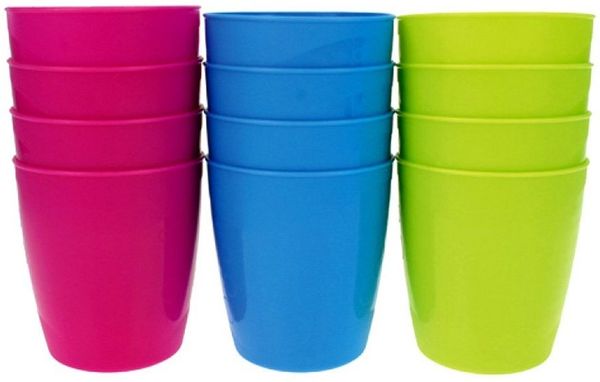 HAC24 Becher 12 Stück Trinkbecher Plastik Plastikbecher Mehrwegbecher Partybecher, Kunststoff, Mehrweg je 0,3 Liter