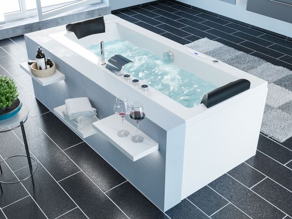 Rechteck Whirlpool Deus 182x80 Made in Germany 20 Massagedüsen mit Armatur : Mit Armaturen