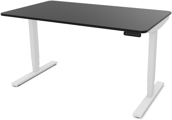 ASSMANN Elektrisch höhenverstellbarer Schreibtisch Y-Line Curved 120x70cm Schwarz Signalweiß Metall Holz