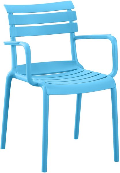 Gartenstuhl KARL mit Armlehne - 57 x 57 x 82 cm, Kunststoff, Blau | Stapelstuhl Loungestuhl Garten Outdoor-Stuhl