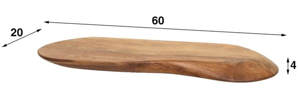 Wandregal Akazie massiv, organisches Design mit Baumkante, modern, Braun, 60 cm, Unikat Bild 4