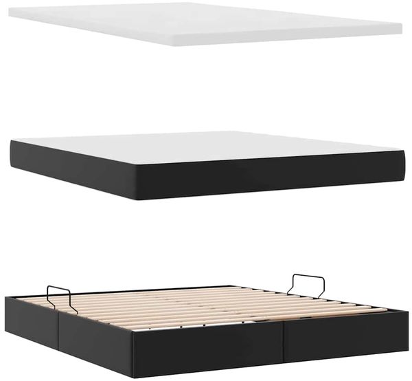 vidaXL Aufbewahrungsbett mit Matratze Schwarz 180 x 200 cm Kunstleder 3370405 Bild 8