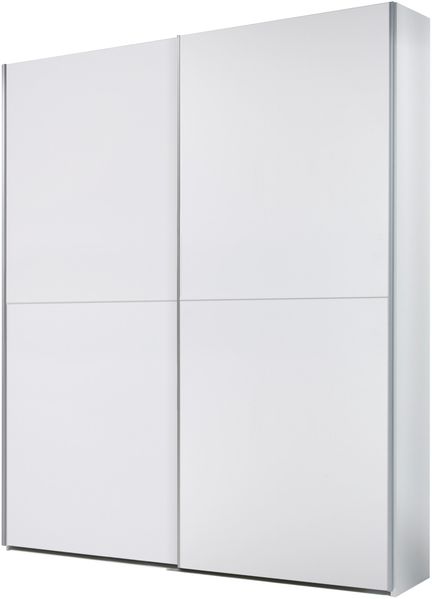 Schwebetürenschrank >Time< 2 Böden, 2 Stangen, Weiß, Dekorfolie - 170x195x59cm (BxHxT)