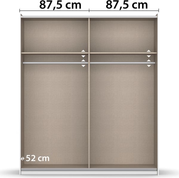 rauch Kleiderschrank; Schwebetürenschrank KRONACH, 2-türig, 1 Spiegeltüre, Eiche Artisan, 175x210x59xcm Bild 6