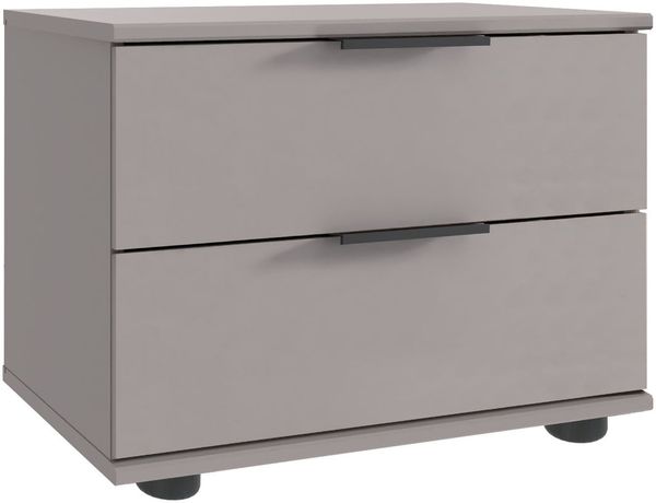 Wimex Nachtkommode Tilburg, einzeln oder im 2er Set, Made in Germany, Nachtschrank mit 2 Schubladen, schwarze Metallgriffe