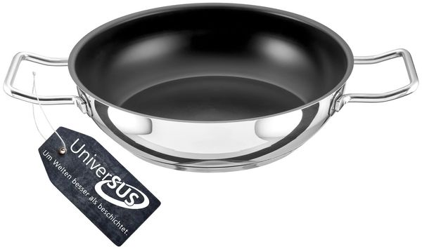 GastroSUS Industar PLUS Schmorpfanne mit UniverSUS Oberflächenstruktur, ohne PFAS/PTFE, 163151-24, Edelstahlpfanne Induktion, 24 cm