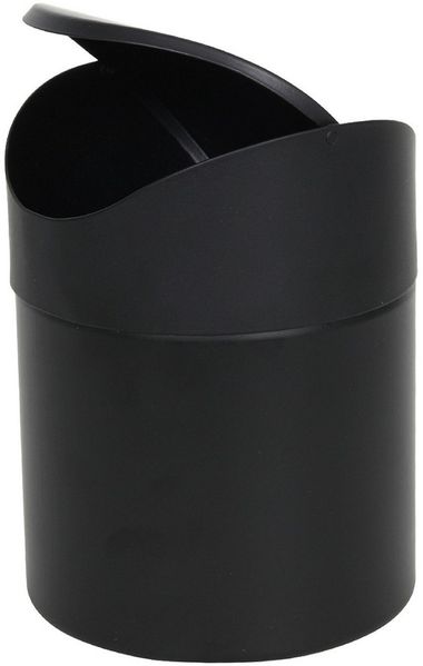 HIT Trading Mülleimer JALI, Ø 11,8 x H 15,5 cm, Schwarz, Metall, abnehmbarer Deckel mit Schwingeinsatz