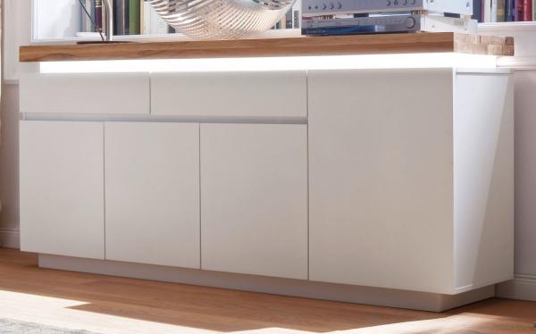 Romina Sideboard II - Weiß matt Eiche massiv