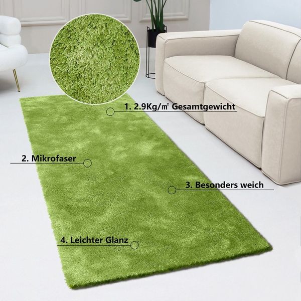 Bruno Banani Hochflor-Läufer Dana Teppich, leichter Glanz, rechteckig, Höhe: 30 mm, Brücke, uni, weich, Mikrofaser, Diele, Flur, Wohnzimmer, Schlafzimmer