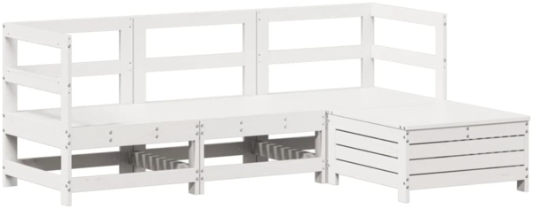 vidaXL 4-tlg. Garten-Sofagarnitur Weiß Massivholz Kiefer 3250785