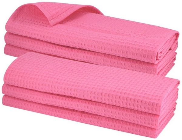 Engelland Geschirrtuch Poliertuch, (Vorteils-Set, 6-tlg, Waffel-Pique), 100 % Baumwolle, integrierte Aufhängeschlaufe, 70 x 50 cm