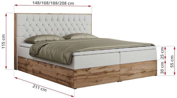Boxspringbett, Schlafzimmerbett, Bettkasten - AMORE - 180 x 200 cm - Weiß Kunstleder - H3 Bild 5