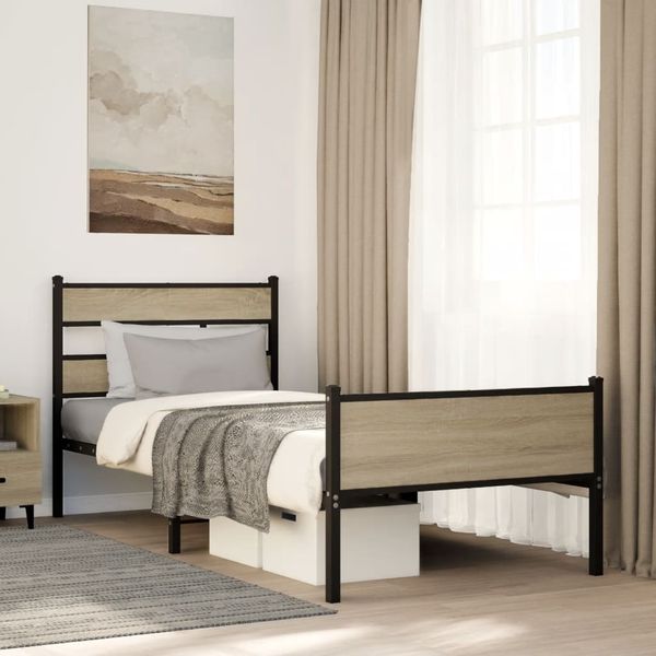 vidaXL Bettgestell ohne Matratze Sonoma-Eiche 100x200 cm Holzwerkstoff 4017285
