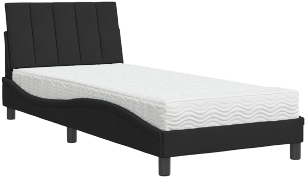 vidaXL Bett mit Matratze "Hanko" Schwarz 80x200 cm Samt 3208564