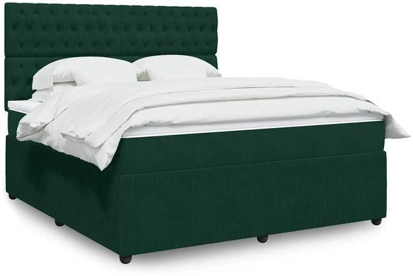 vidaXL Boxspringbett mit Matratze Dunkelgrün 180x200 cm Samt 3292415