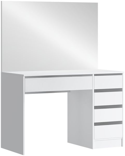 Bellamio 'Nore' Schminktisch mit Spiegel, mit 5 Schubladen, beidseitig montierbar, weiß, 77x53x110 cm, Wandspiegel aus HD-Glas (mit Wandbefestigung) Bild 8