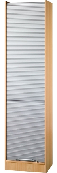 Rollladenschrank 50cm, 5OH RE Buche / Silber