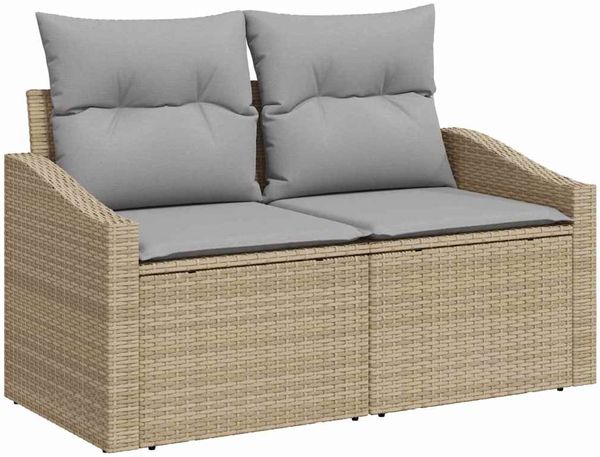 vidaXL Garten-Sofa mit Kissen 123 x 62 x 69 cm Poly-Rattan 42006775