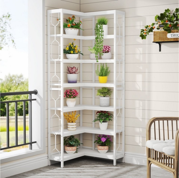 Tribesigns Bücherregal Tribesigns Eck-Bücherregal, 7-stöckiges Industrielles Eckregal Bild 3