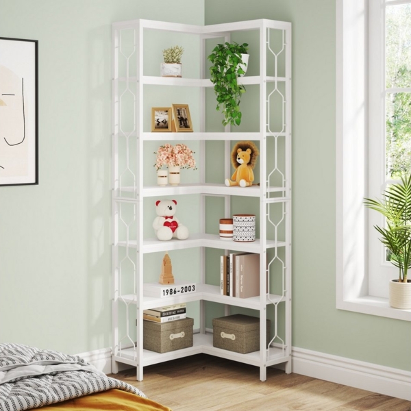 Tribesigns Bücherregal Tribesigns Eck-Bücherregal, 7-stöckiges Industrielles Eckregal Bild 2