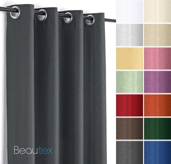 Beautex Vorhang Leinen Optik Brilliant Ösenvorhang, Gardine mit Ösen 140x245 cm (1 St), Ösen, blickdicht