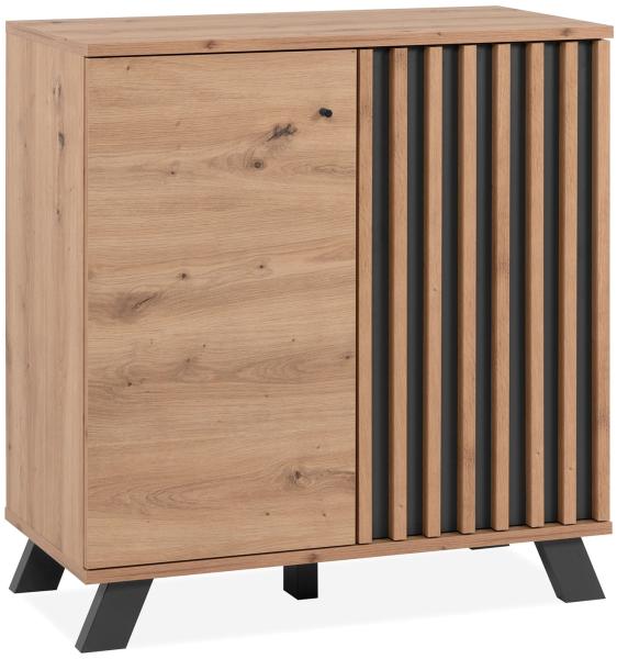 Industrial Style Kommode Sideboard 80 cm Holz Eiche Anrichte Schrank Beistellschrank Wohnzimmerschrank