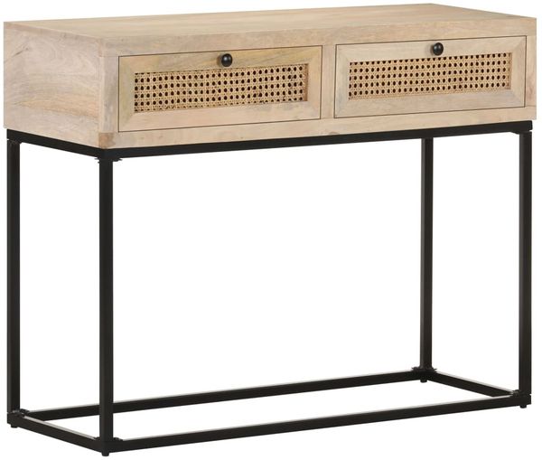 vidaXL Konsolentisch 100x35x76 cm Mango Massivholz und Rohrgeflecht 323512
