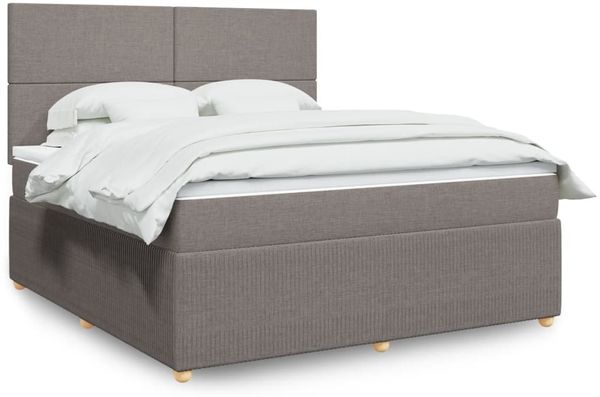 vidaXL Boxspringbett mit Matratze Taupe 180x200 cm Stoff 3294432