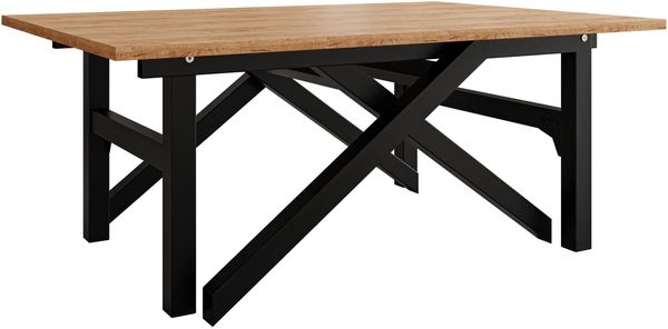 2-in-1 Couchtisch und Esstisch Xorkol Bis (Farbe: Schwarz / Eiche Craft Gold)