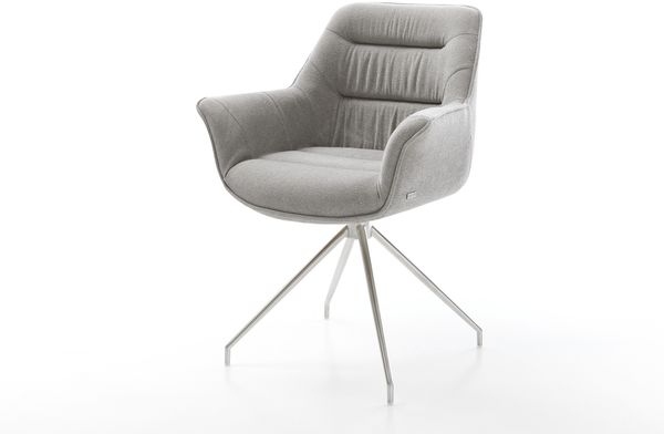 Esszimmerstuhl Kaira-Flex Strukturstoff Soft Grau Kreuzgestell konisch Edelstahl